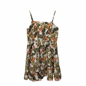 Steve Madden Women's Tropical Floral Mini Sundress Spaghetti Straps Tiered Desig